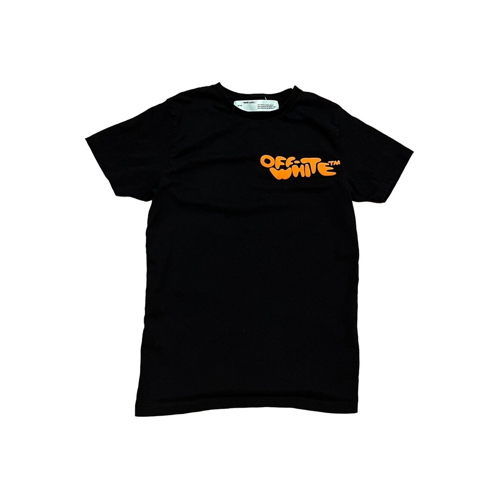 Off-White Virgil Abloh Black Impressionism Puff Print Main Label T-Shirt Small